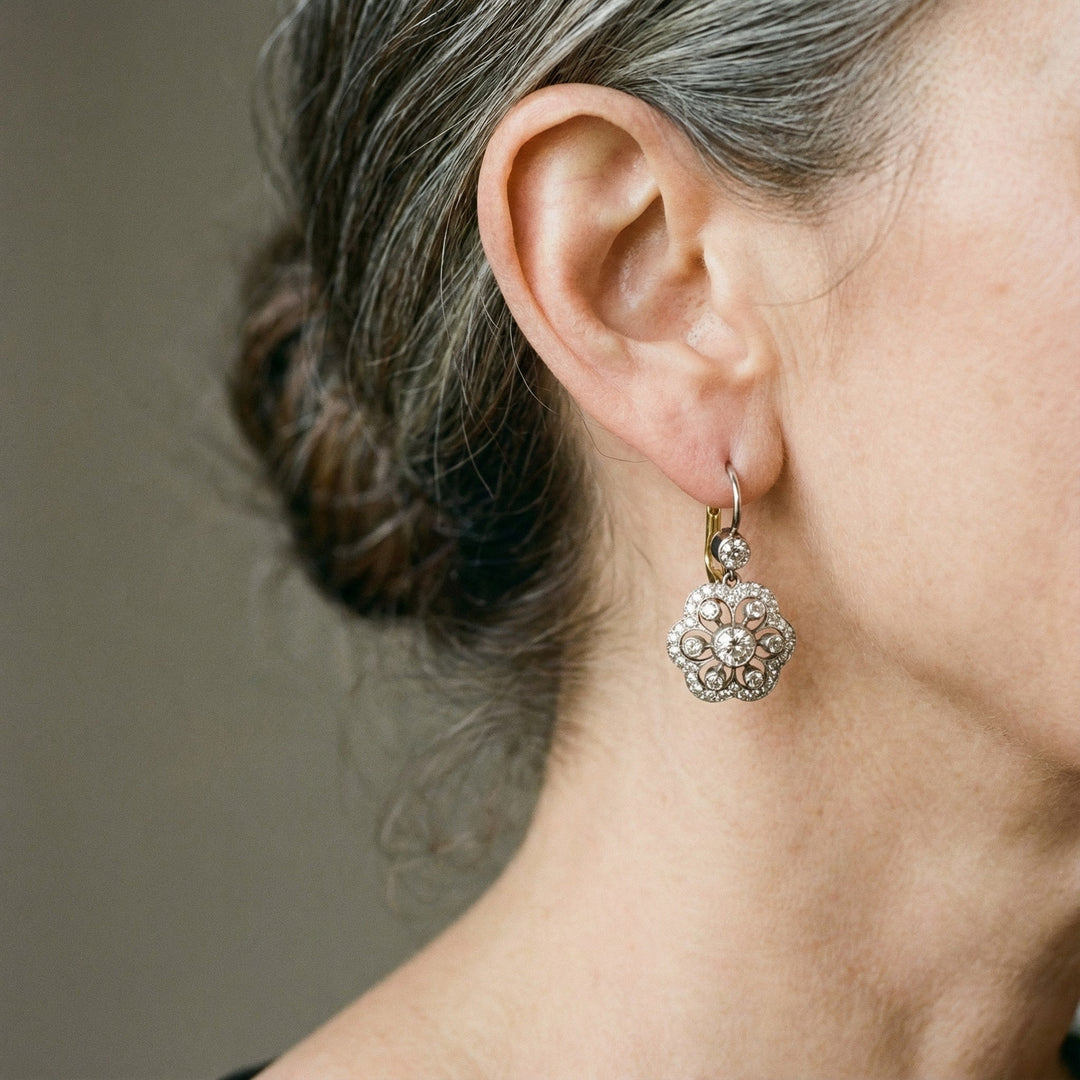 Vintage Krystalová Mandala Náušnice